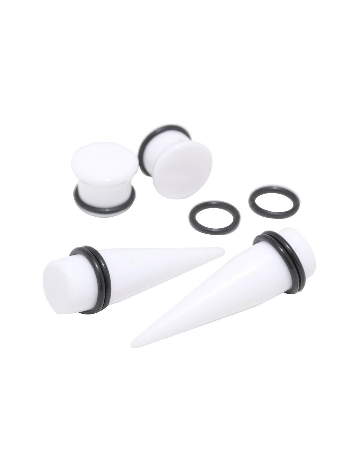 Acrylic White Taper & Plug 4 Pack - US 0800
