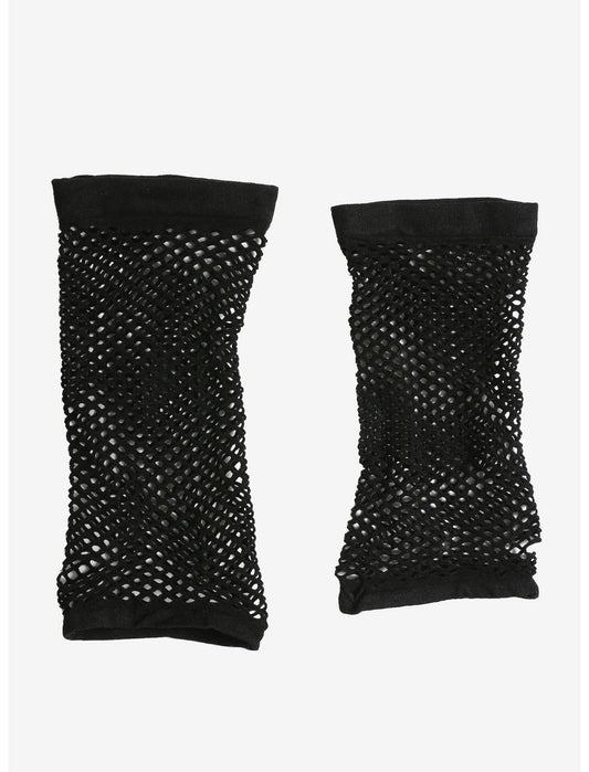 Black Fishnet Long Fingerless Gloves - US 4355