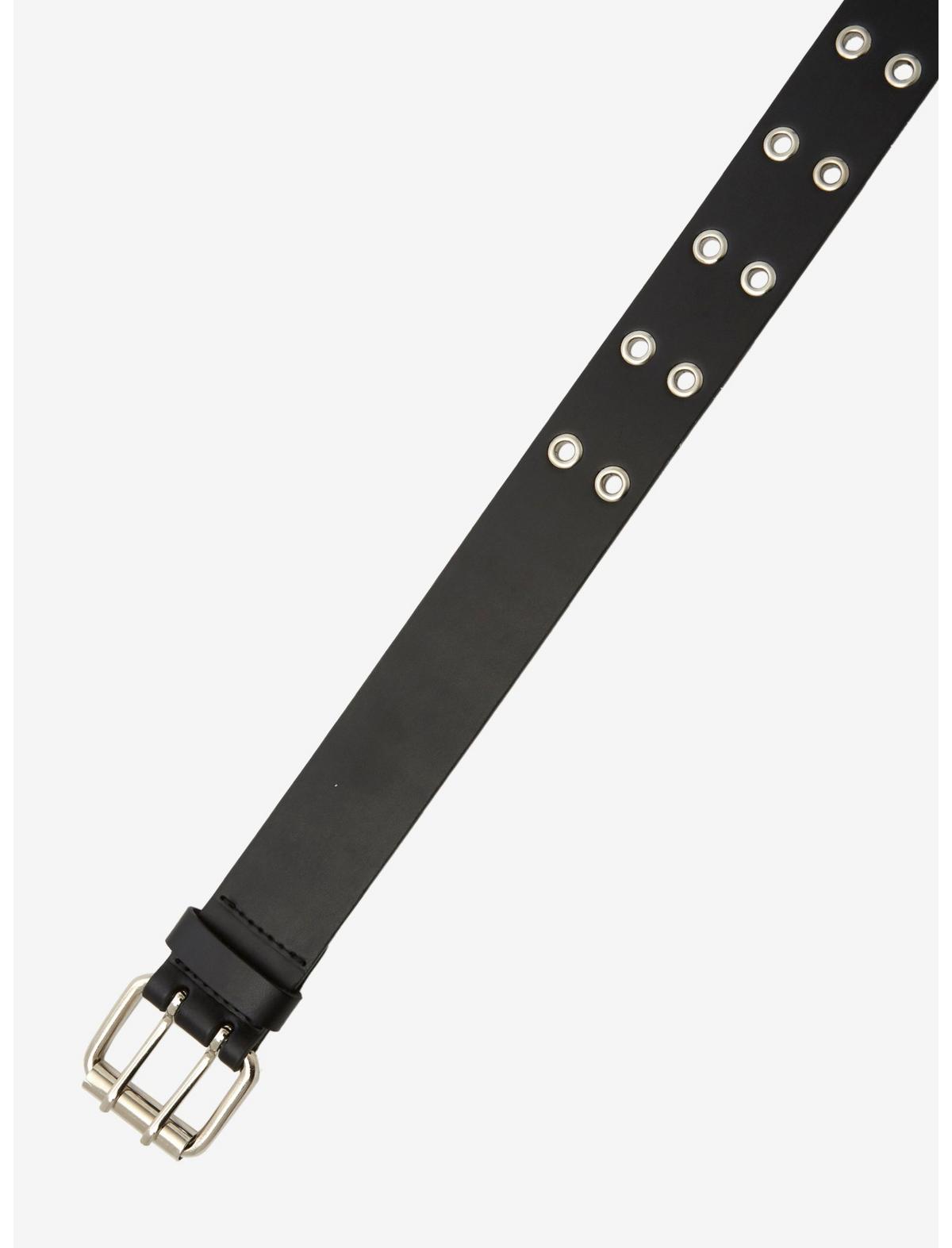 Black Faux Leather Grommet Belt - US 4913