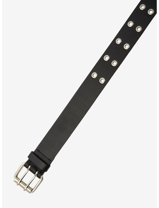 Black Faux Leather Grommet Belt - US 4913