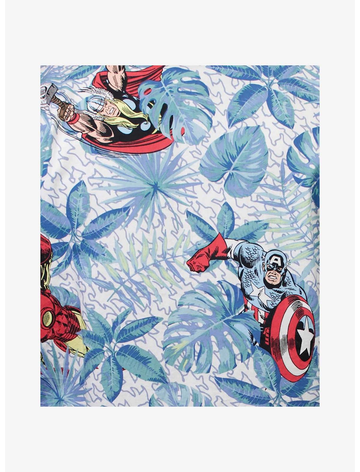 Marvel Avengers Retro Heroes Paradise Woven Button-Up - US 2048