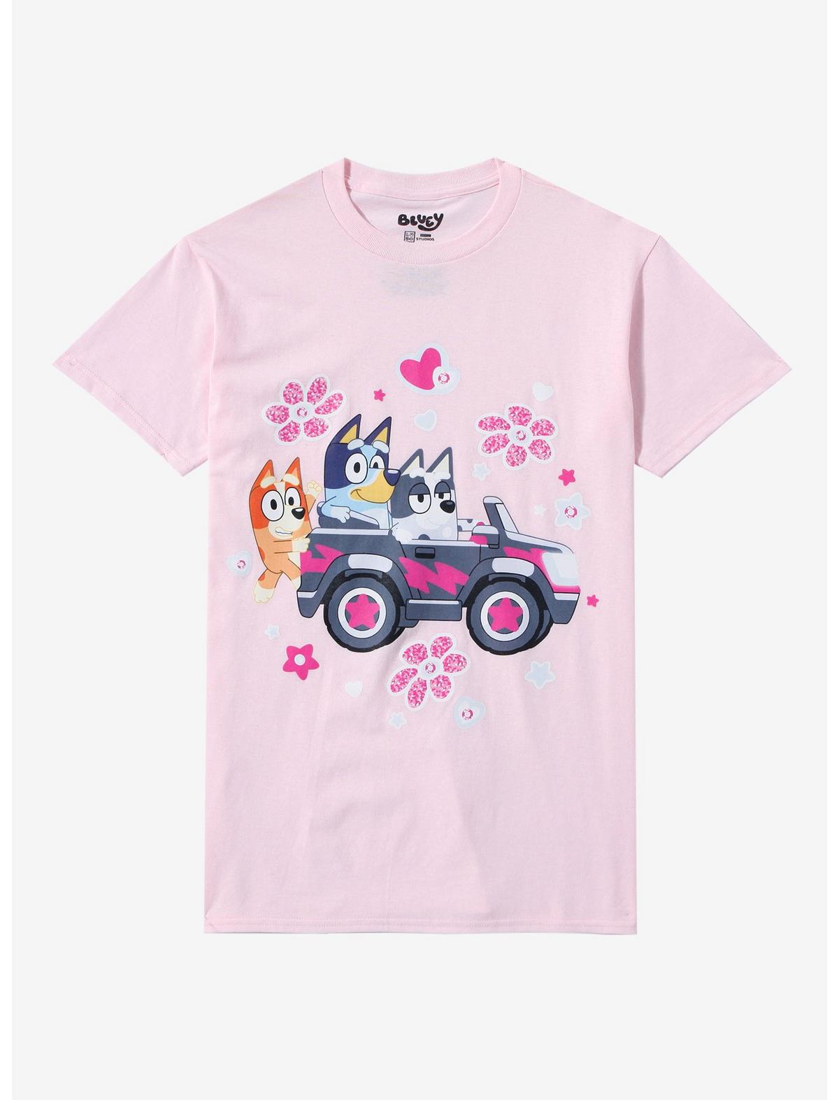 Bluey Muffin's Car Trio Boyfriend Fit Girls T-Shirt - US 0007