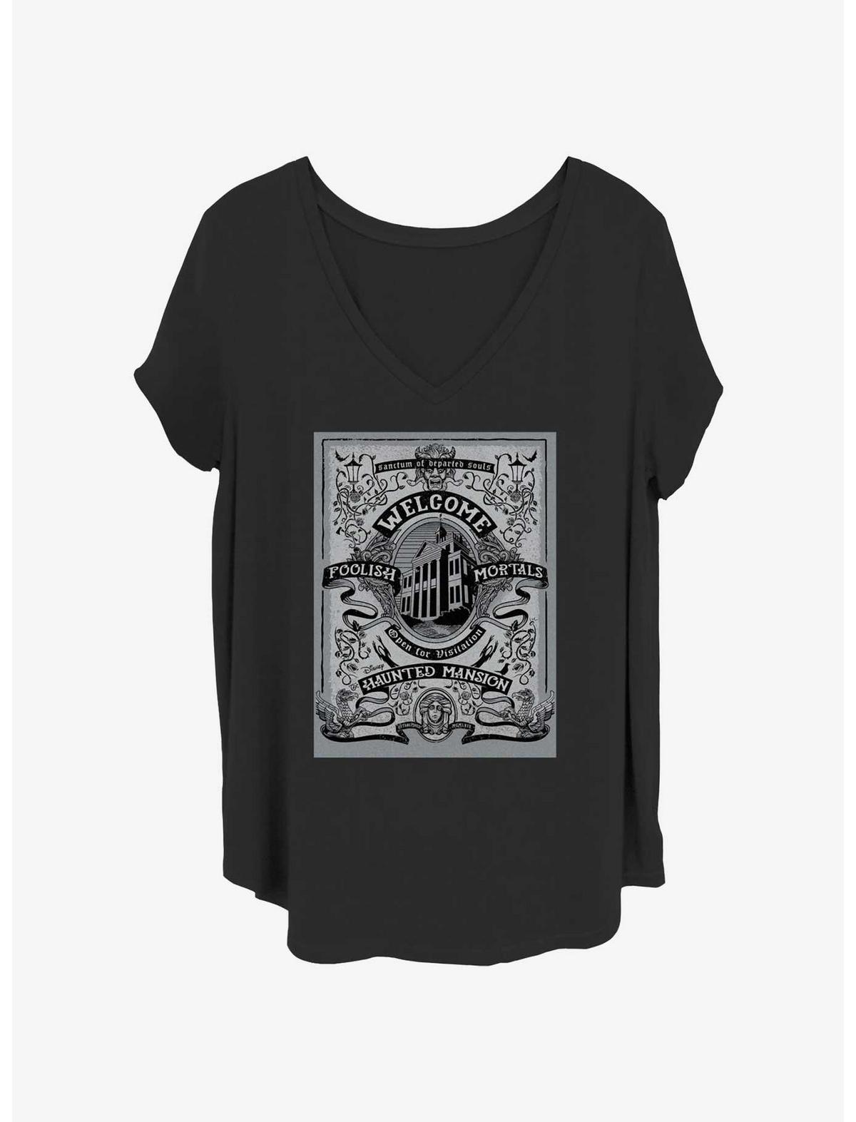 Disney The Haunted Mansion Welcome Foolish Mortals Poster Girls T-Shirt Plus Size - US 7250