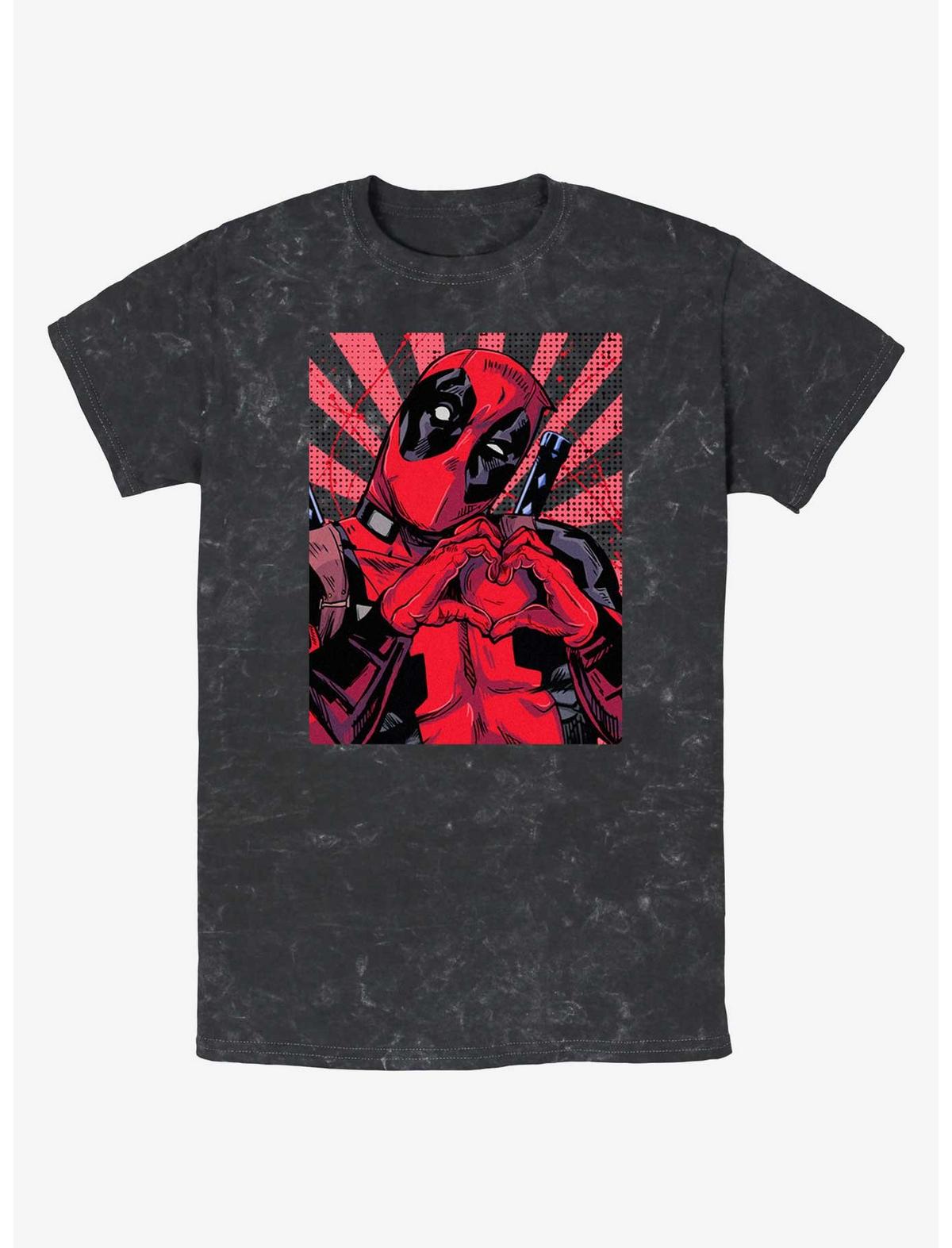 Marvel Deadpool Hand Heart Poster Mineral Wash T-Shirt - US 6823