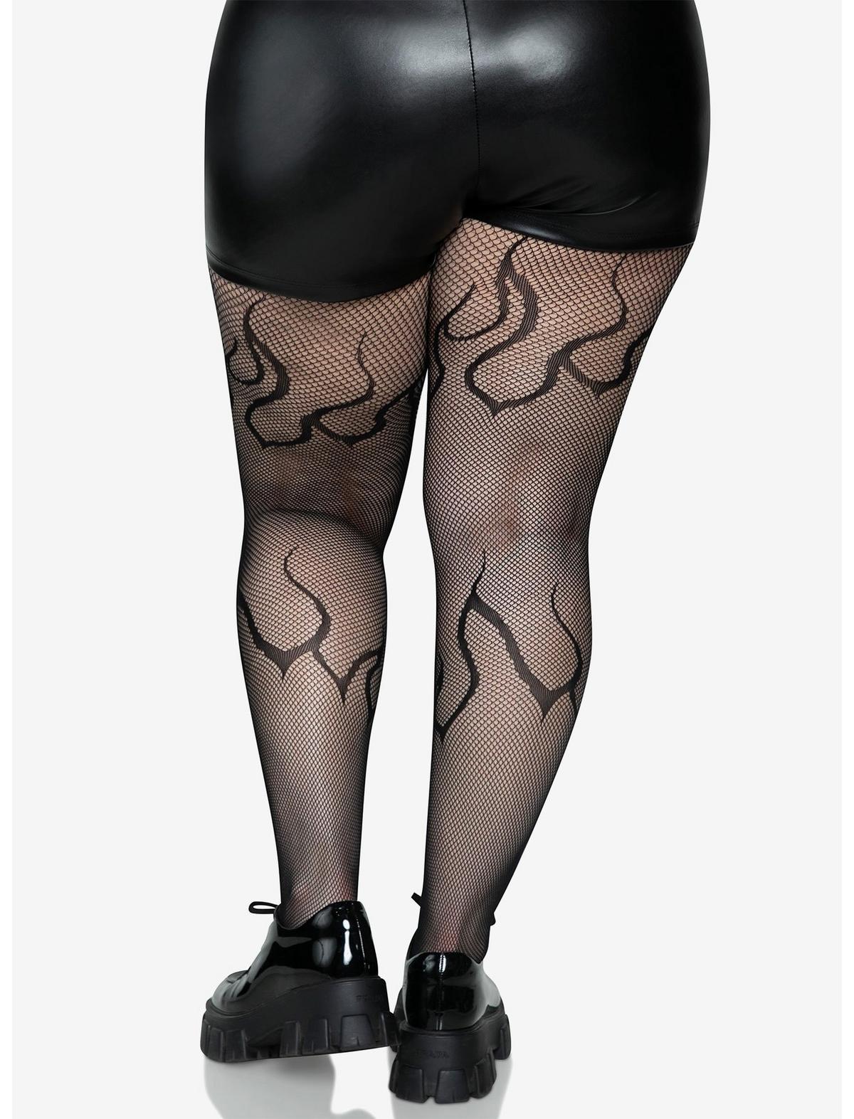 Flame Net Tights Black Plus Size - US 5410