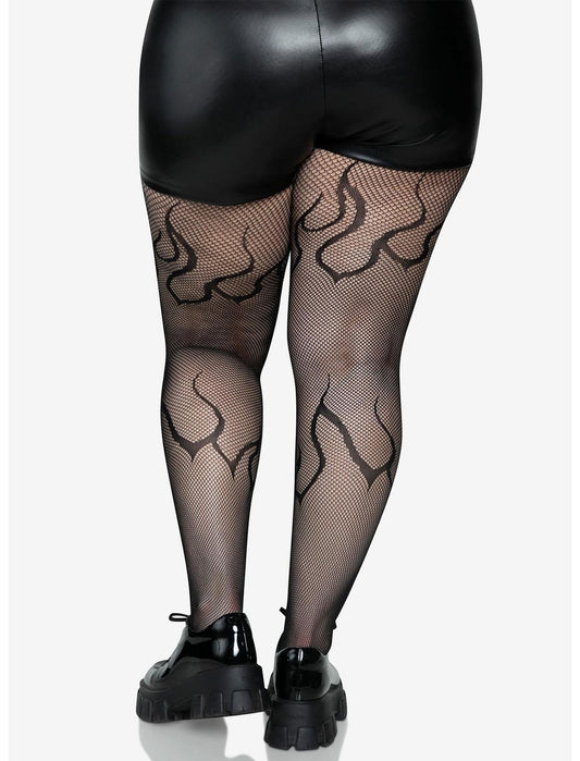 Flame Net Tights Black Plus Size - US 5410