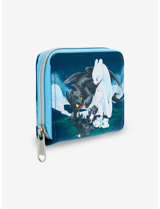 Loungefly How To Train Your Dragon Toothless & Light Fury Babies Mini Zipper Wallet - US 8492