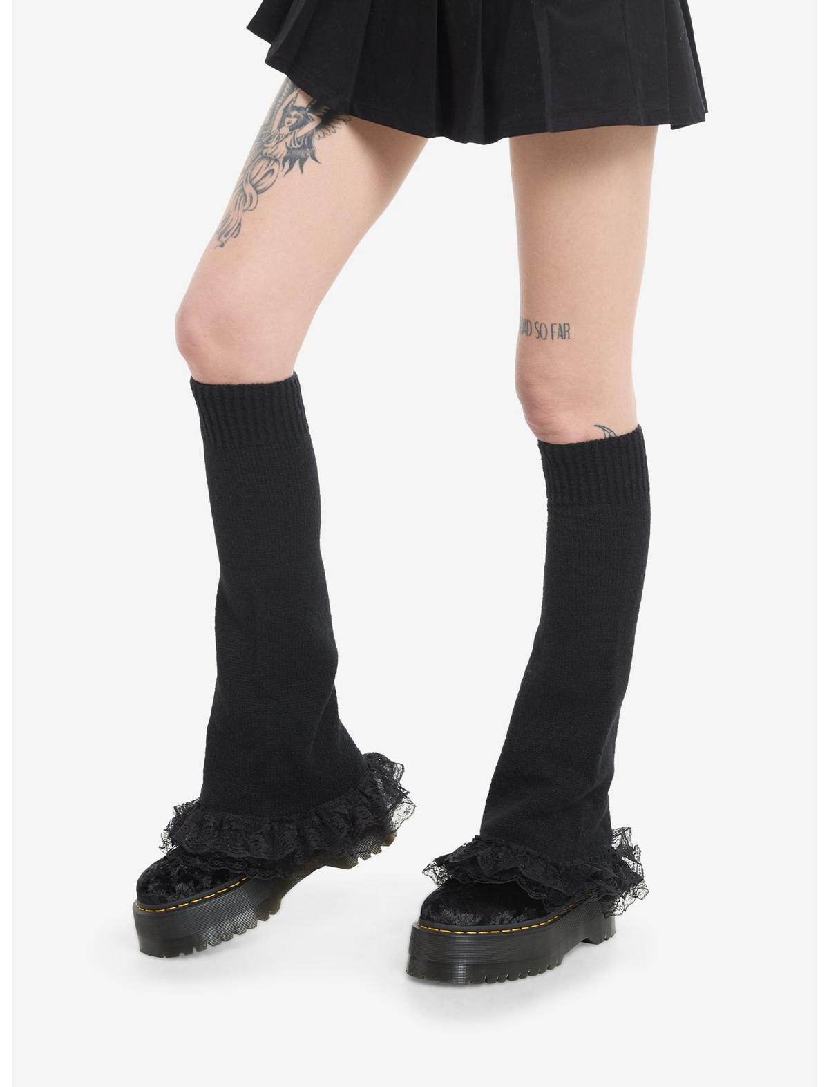 Black Lace Flare Leg Warmers - US 6204