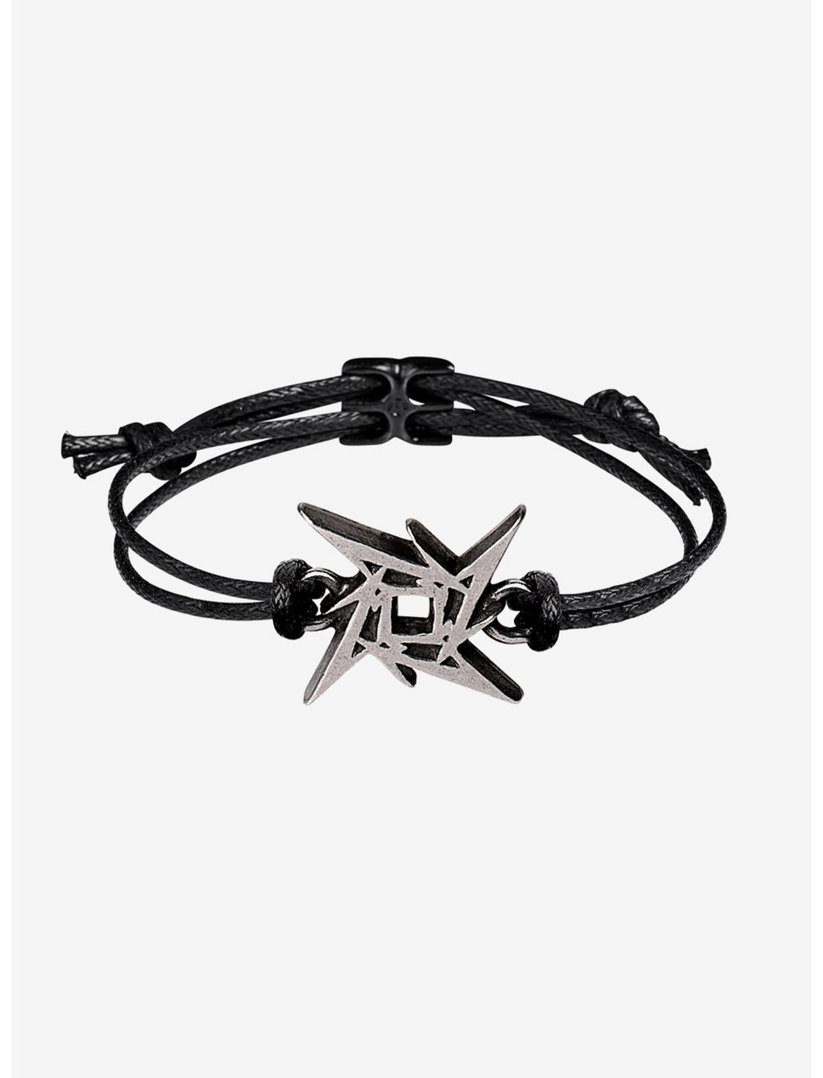 Alchemy of England Metallica: Ninja Star Waxed Cord Logo Wriststrap - US 6003