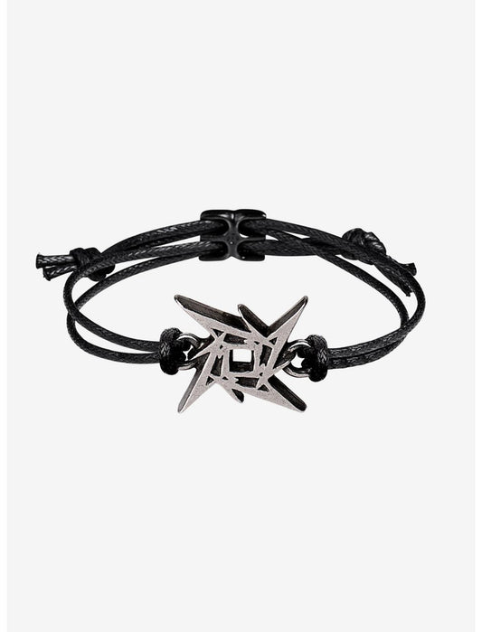 Alchemy of England Metallica: Ninja Star Waxed Cord Logo Wriststrap - US 6003