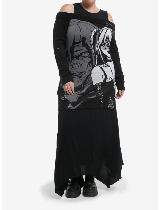 Death Note Misa & Rem Distressed Off-Shoulder Sweater Dress Plus Size - US 3960