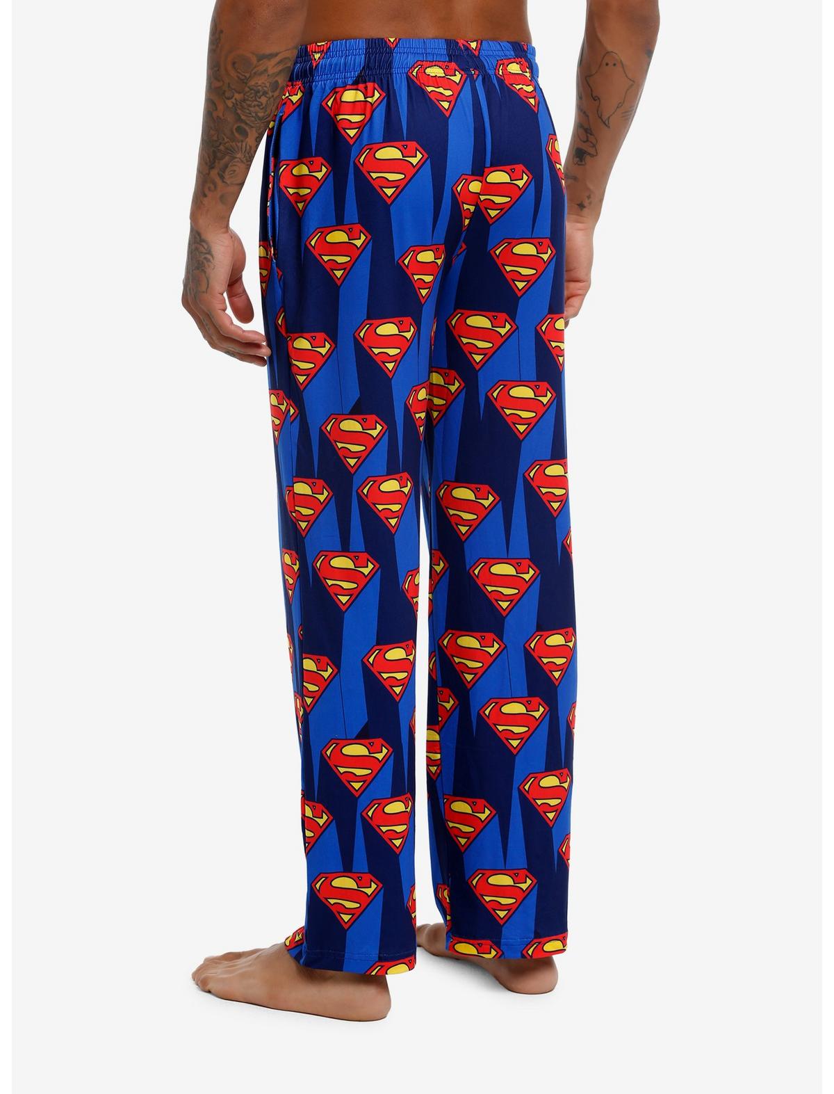 DC Comics Superman Crest Allover Print Pajama Pants - US 7231