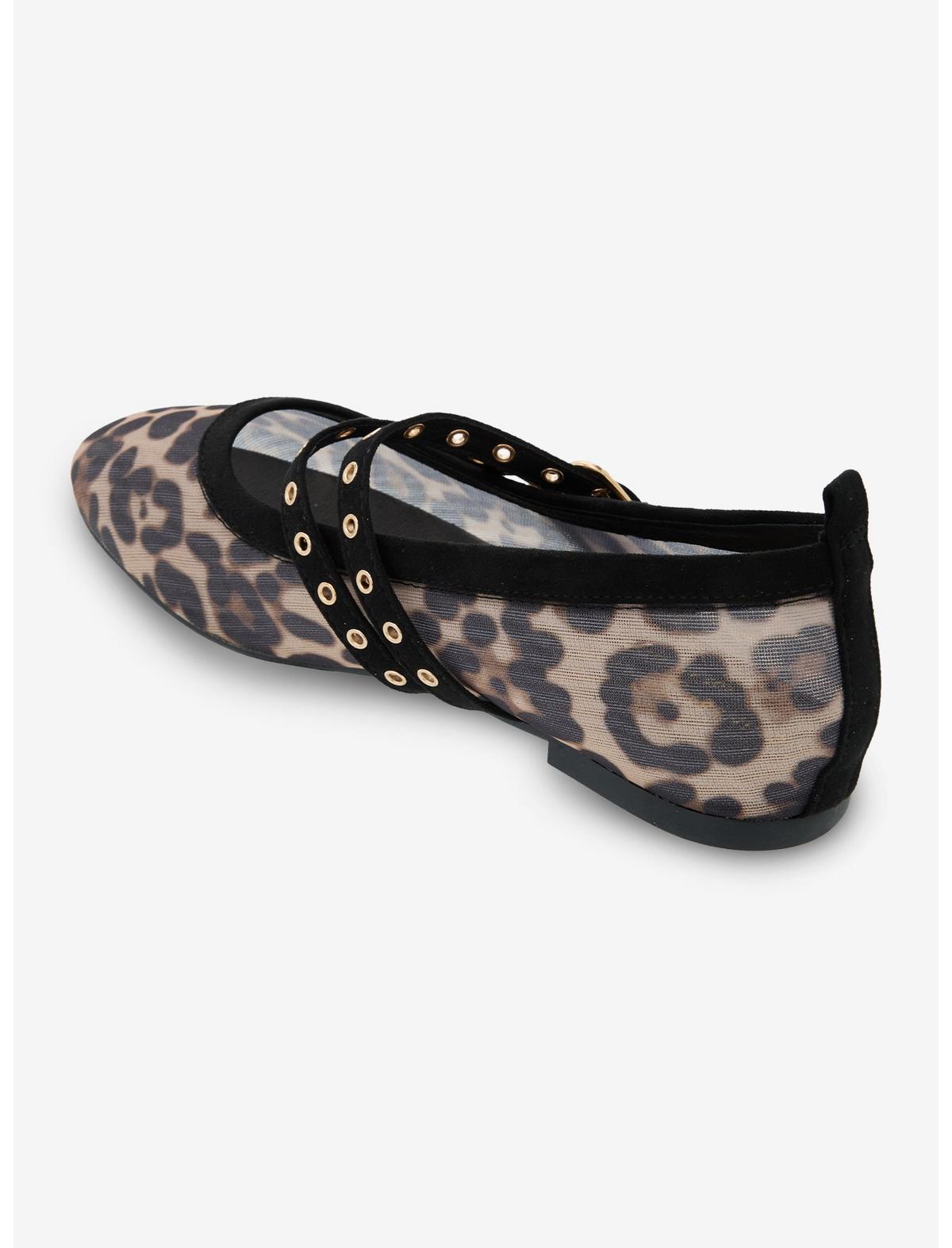 Chinese Laundry Leopard Mesh Grommet Strap Flats - US 3277