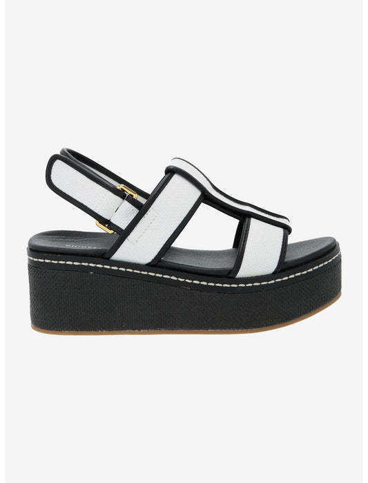 Chinese Laundry Black & White Strappy Platform Sandals - US 6082