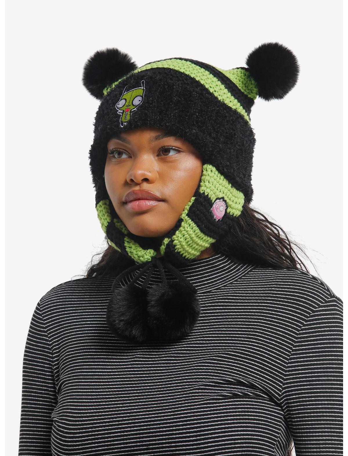 Invader Zim GIR Stripe Pom Knit Tassel Beanie - US 4535
