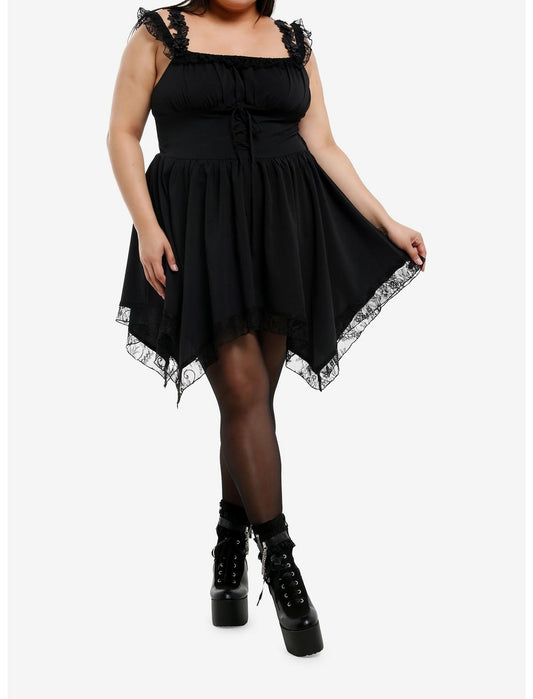 Cosmic Aura Black Floral Lace Cold-Shoulder Dress Plus Size - US 0926