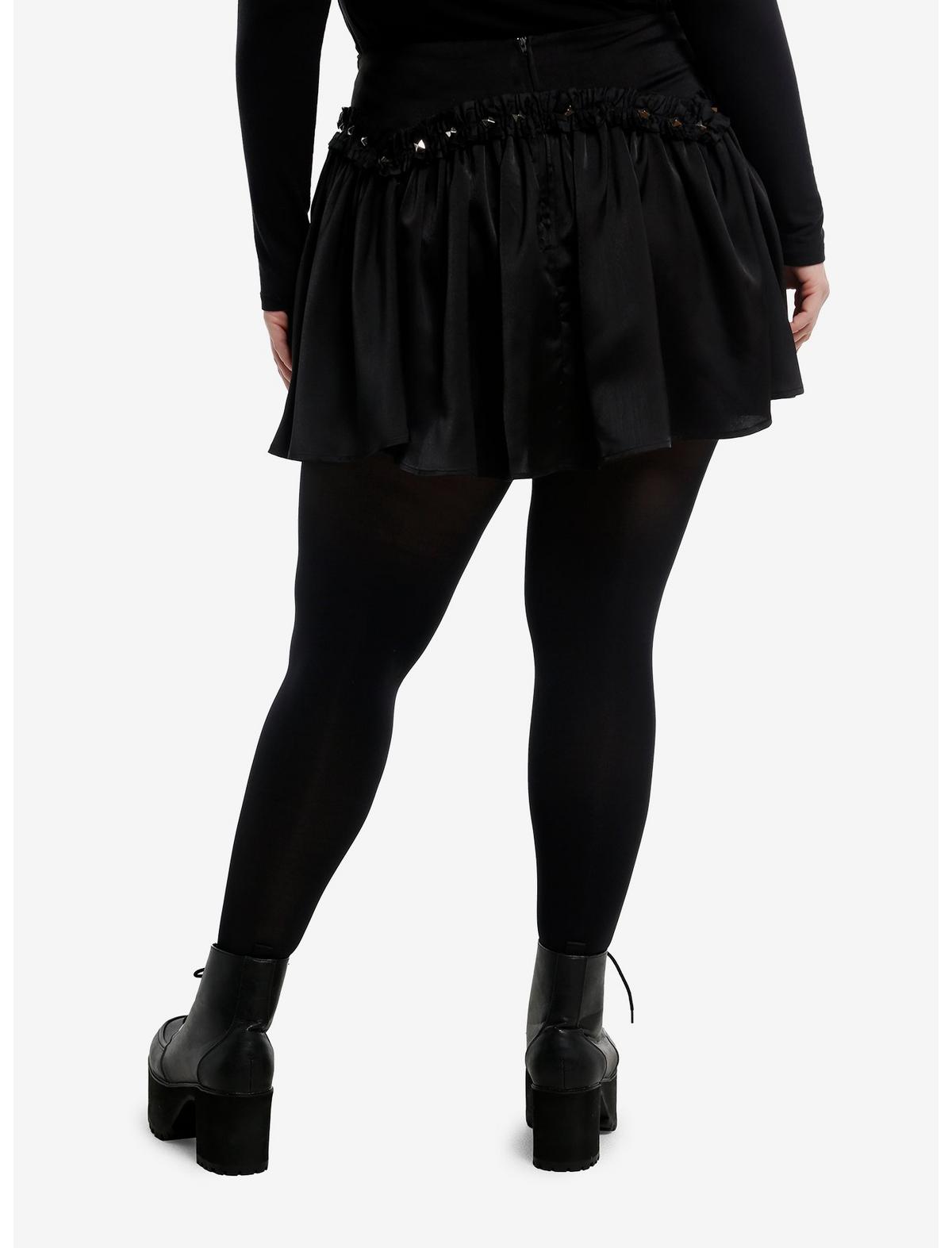Black Stud Ruffle Lace-Up Skirt Plus Size - US 2411