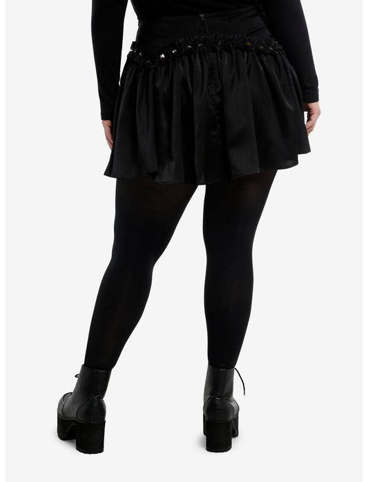 Black Stud Ruffle Lace-Up Skirt Plus Size - US 2411