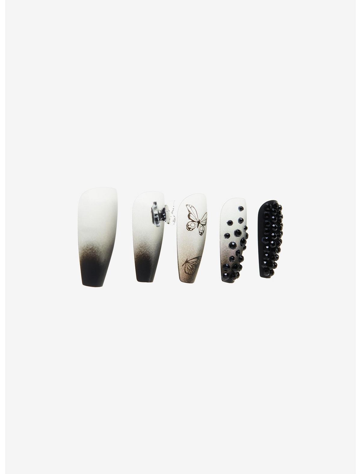 Blackheart Butterfly Rhinestone Press-On Nail Set - US 9827