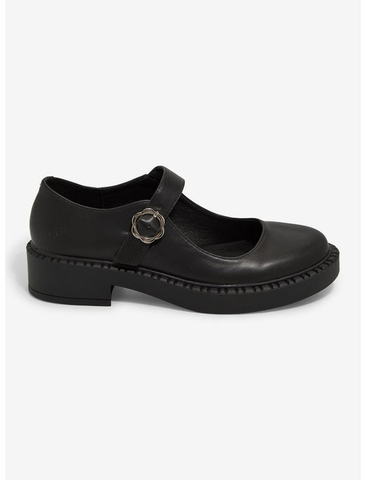 Koi Black Flower Buckle Mary Janes - US 6971