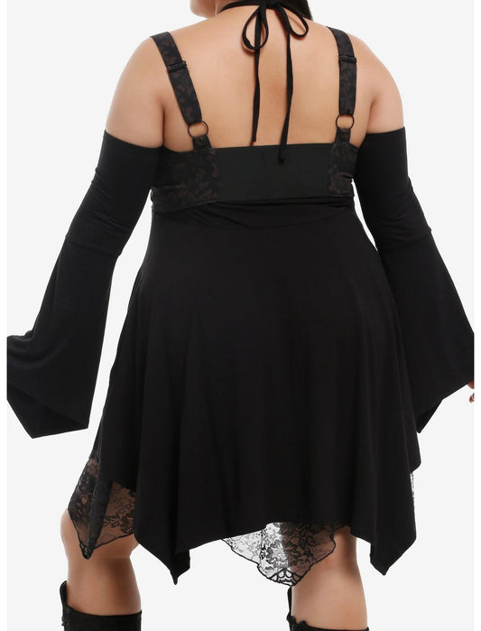 Cosmic Aura Brown Rose Corset Cold-Shoulder Dress Plus Size - US 6088