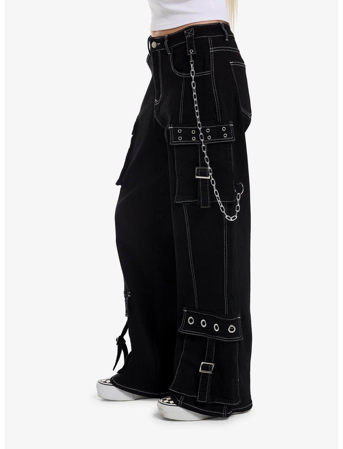 Black Grommets & Chains Cargo Pants - US 2285