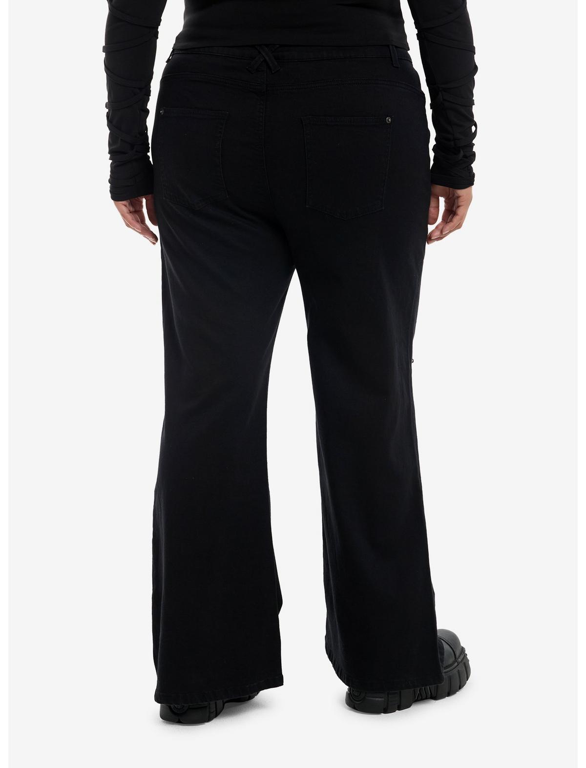 Black Safety Pin Flare Jeans Plus Size - US 7674
