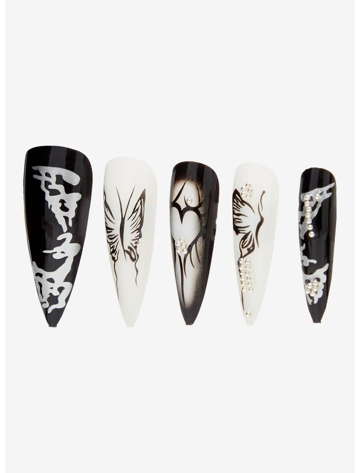 Blackheart Dark Chrome Butterfly Press-On Nail Set - US 1297