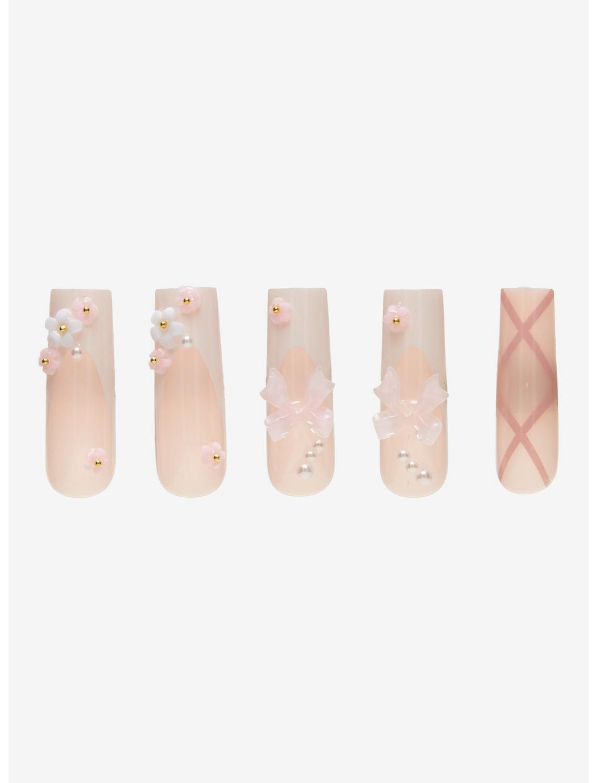 Blackheart Pink Sakura Bow Press-On Nail Set - US 7413