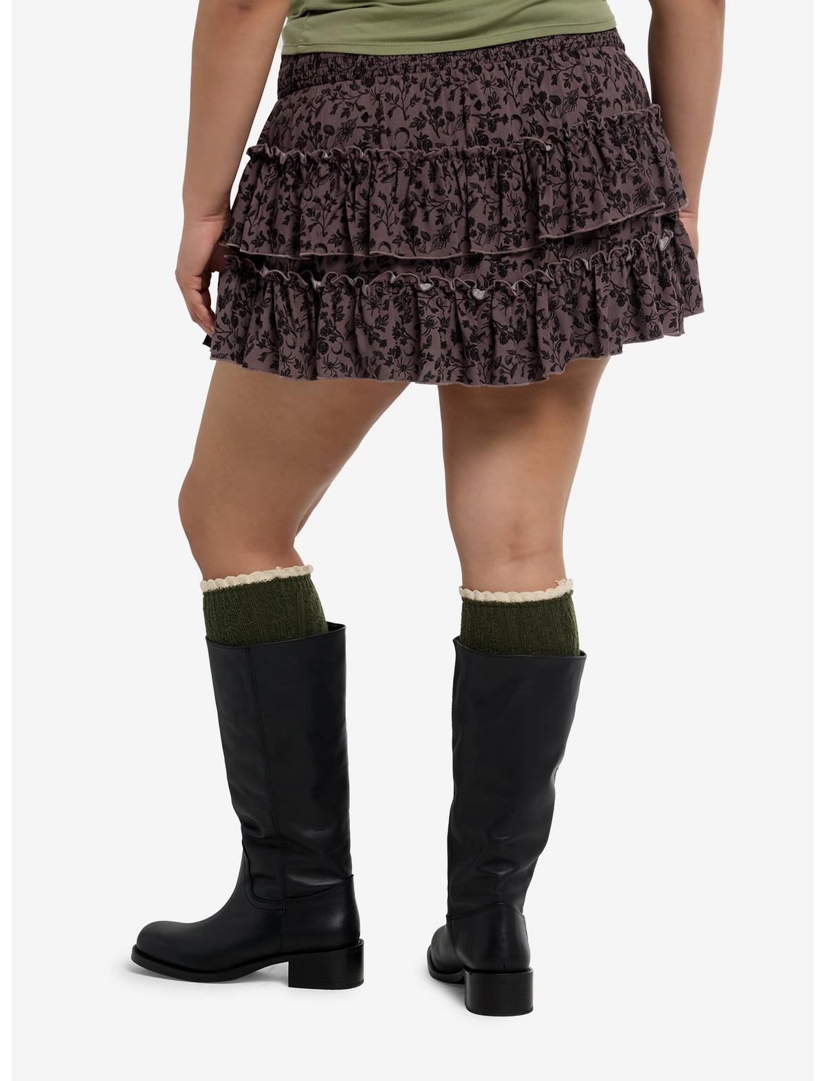Cosmic Aura Mushroom & Spider Tiered Skort Plus Size - US 4491