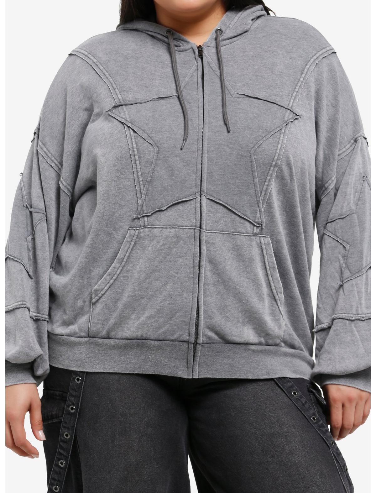 Grey Star Frayed Girls Hoodie Plus Size - US 4049