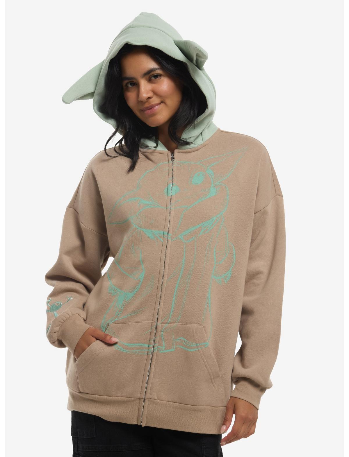Her Universe Star Wars The Mandalorian And Grogu Line Art Grogu Girls Hoodie - US 6982