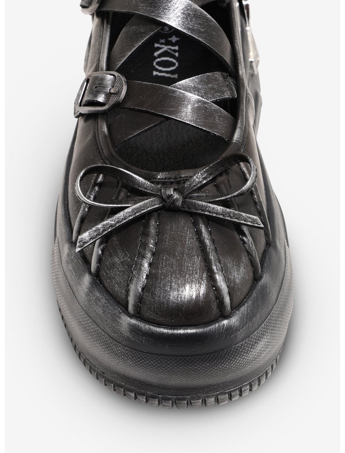 Koi Metamorphosis Distressed Charcoal Mary Janes - US 2196
