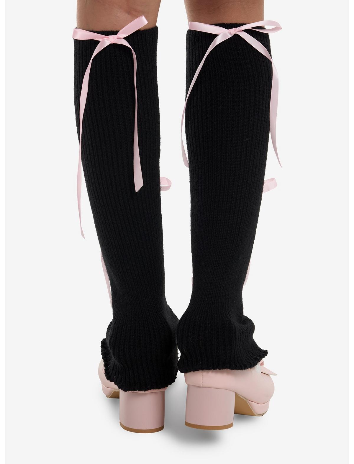 Black & Pink Lace-Up Leg Warmers - US 5790