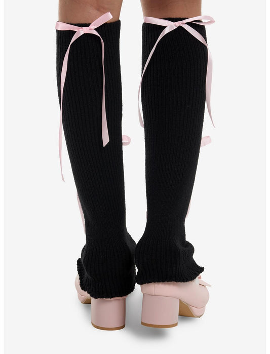 Black & Pink Lace-Up Leg Warmers - US 5790