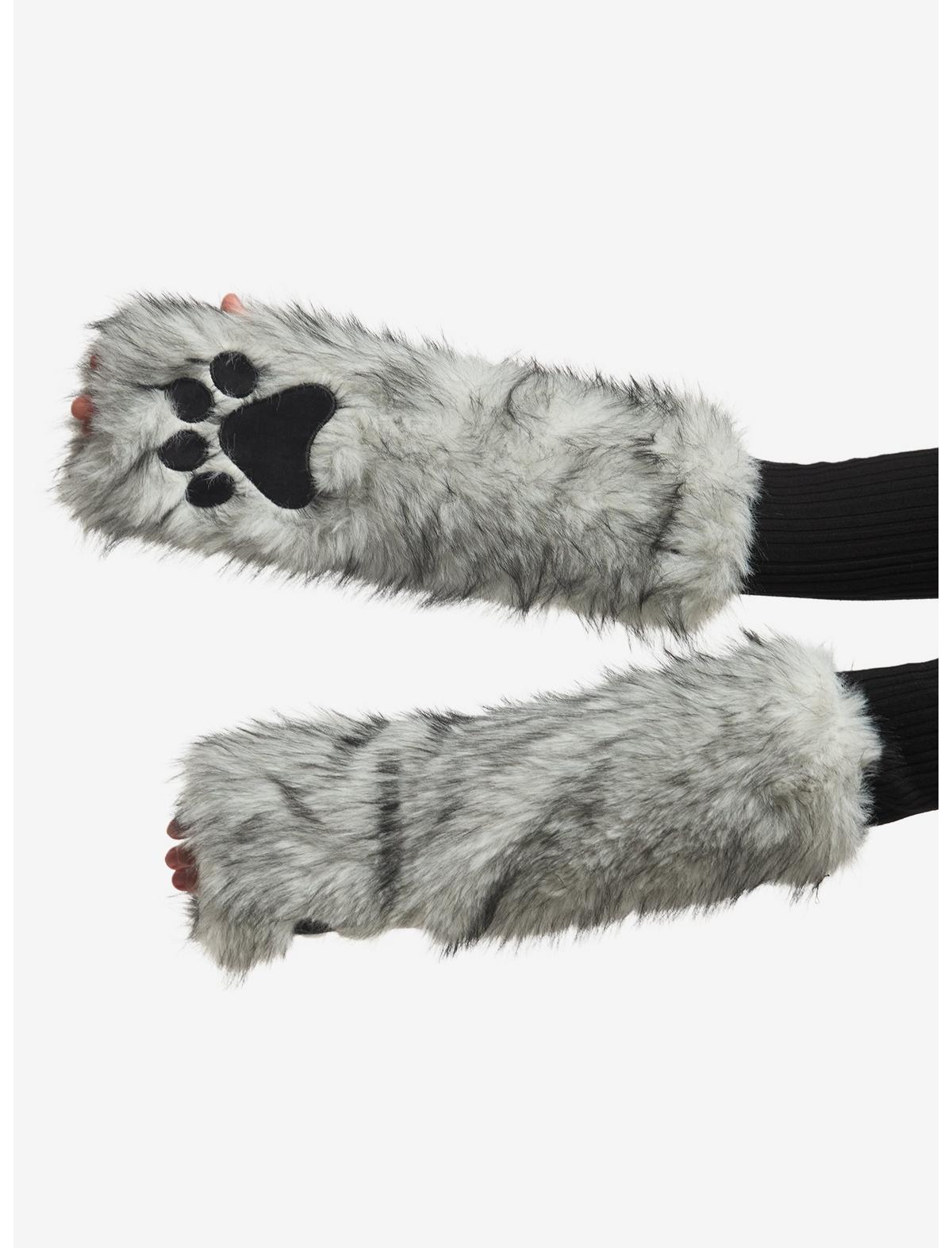Grey Wolf Paw Fuzzy Arm Warmers - US 0586