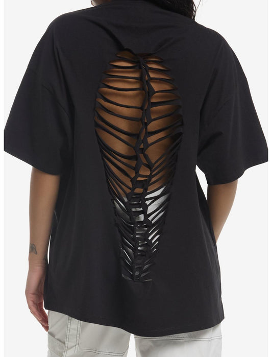 Kuromi Metal Destructed Girls Oversized T-Shirt - US 3106