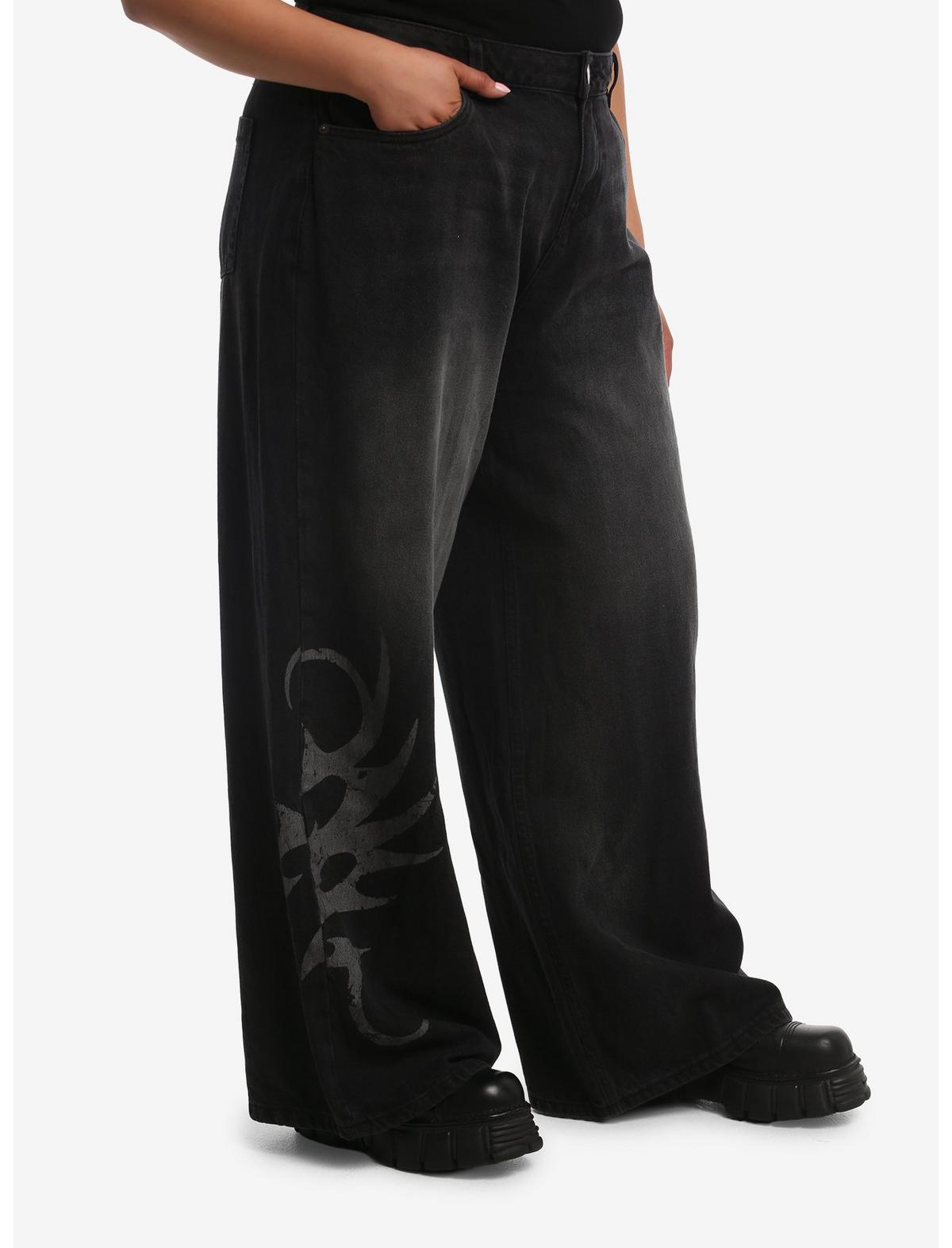 Grey Dark Wash Cyber Sigil Baggy Jeans Plus Size - US 3208
