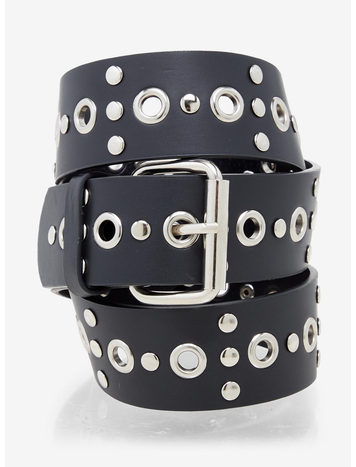 Black Circular Stud Grommet Belt - US 8627
