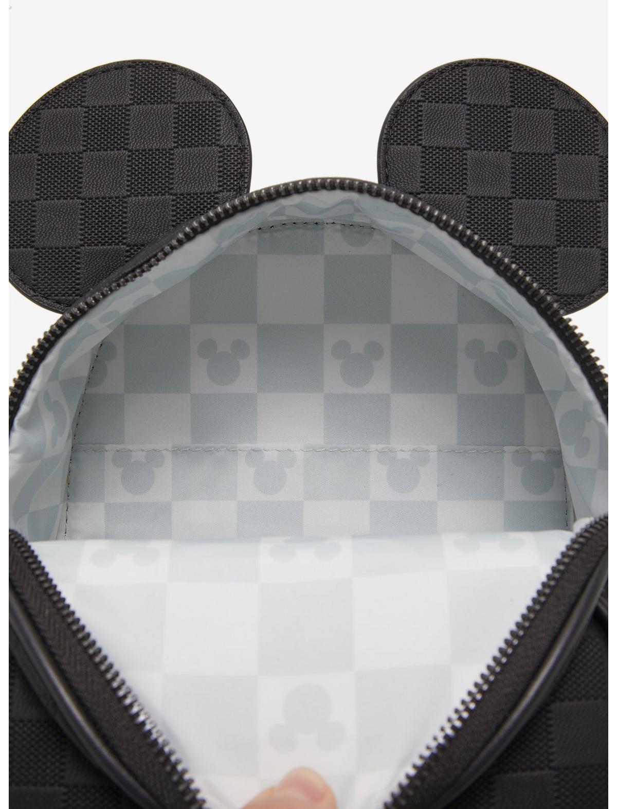 Loungefly Disney Mickey Mouse Black Checkered Figural Convertible Crossbody Bag - US 0942