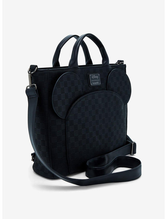 Loungefly Disney Mickey Mouse Black Checkered Convertible Tote Bag - US 6407