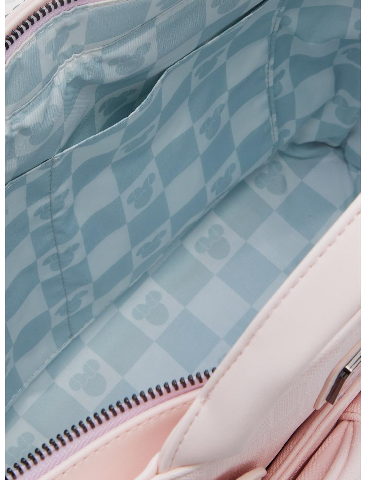Loungefly Disney Minnie Mouse Pink Checkered Convertible Tote Bag - US 0852