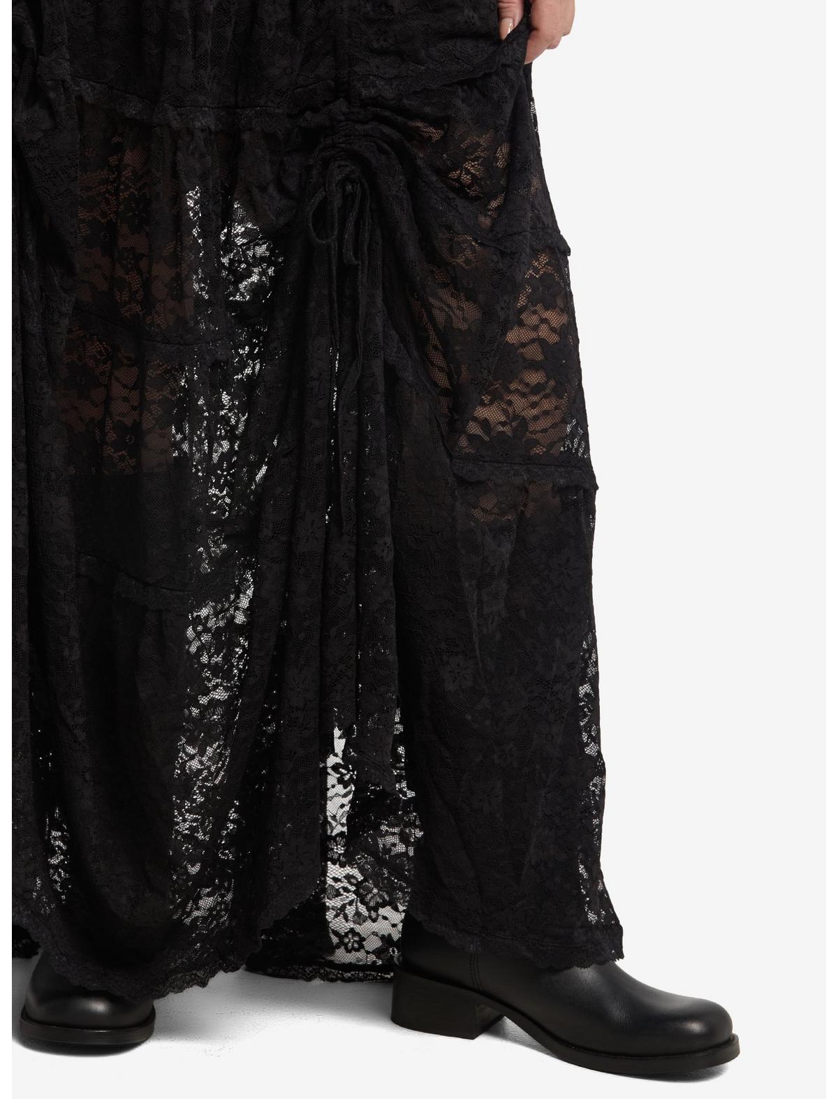 Cosmic Aura Black Lace Tiered Midi Skirt Plus Size - US 8529