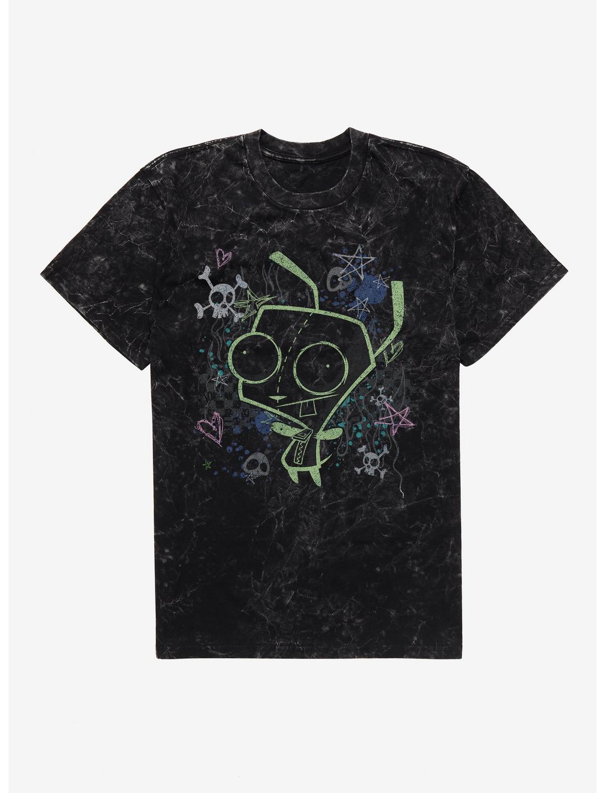 Invader Zim GIR Chalk Art Drawing Mineral Wash T-Shirt - US 3307