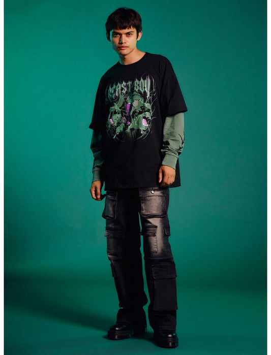 DC Comics Teen Titans Beast Boy Twofer Long-Sleeve T-Shirt - US 4711