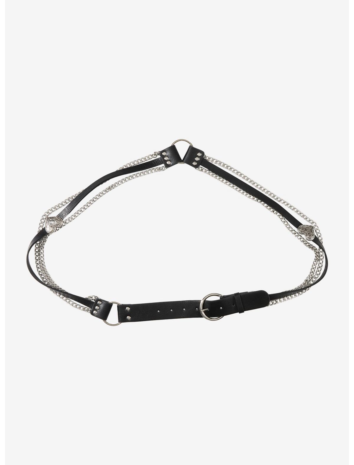 Heart Faux Leather & Chain Belt - US 8911