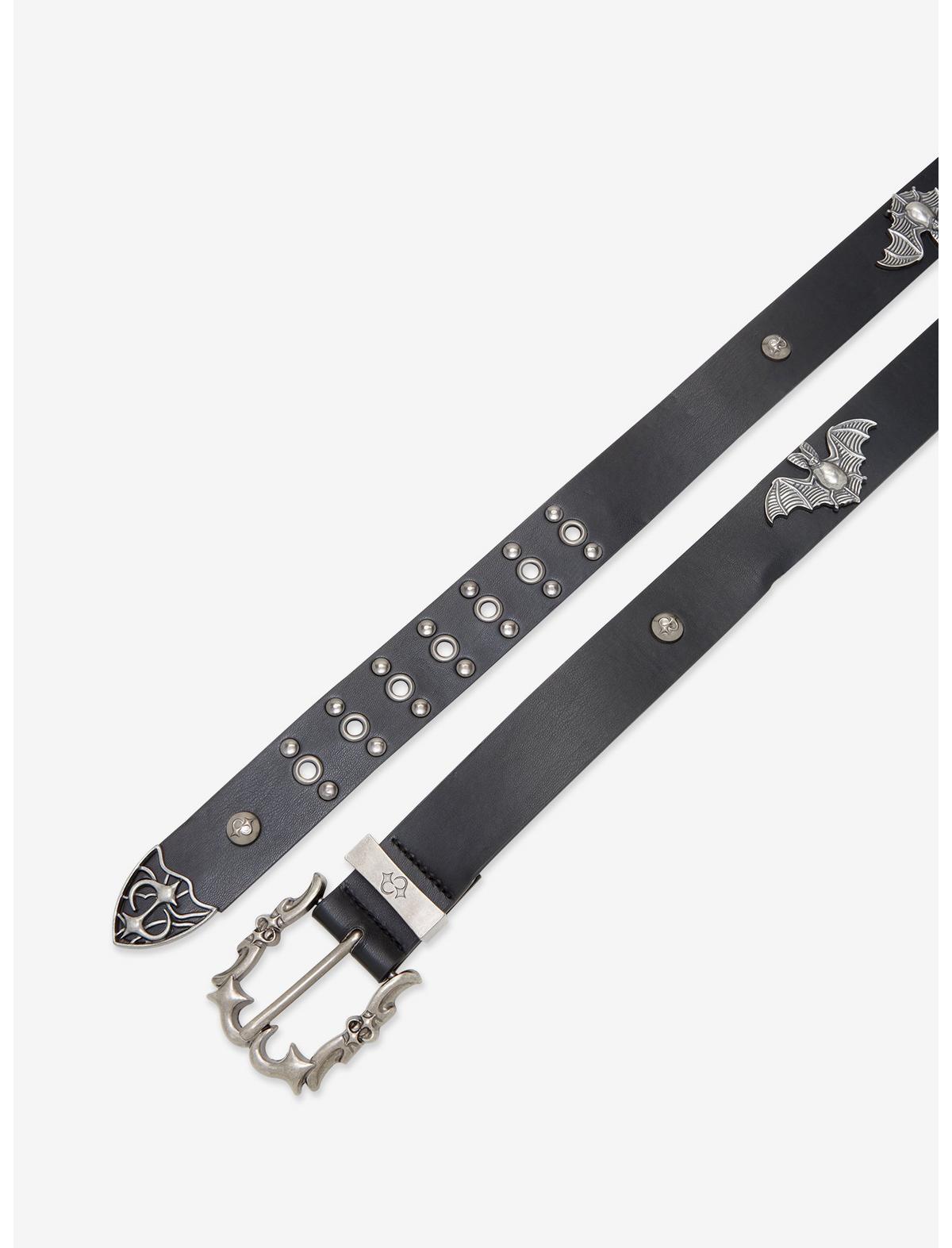 Black Bat Stud Grommet Belt - US 7874