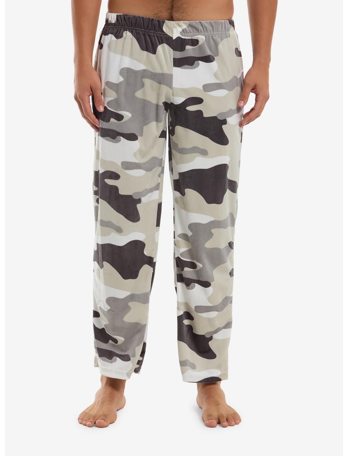 Grey Camouflage Plush Pajama Pants - US 9656