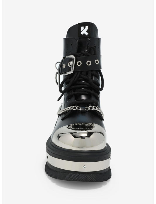 Koi Metal Hardware Platform Combat Boots - US 3448
