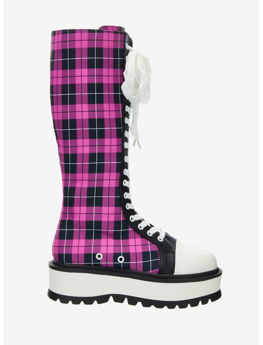 Koi Pink Plaid Irrelevant Platform Boots - US 2129